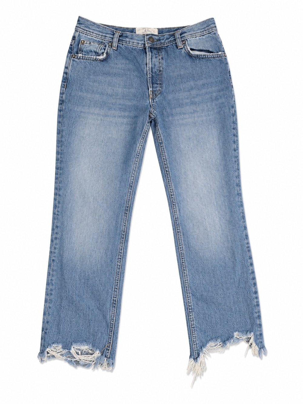 We The Free Light Blue Women's Distressed Straight Cropped Ankle Jeans, Size 25